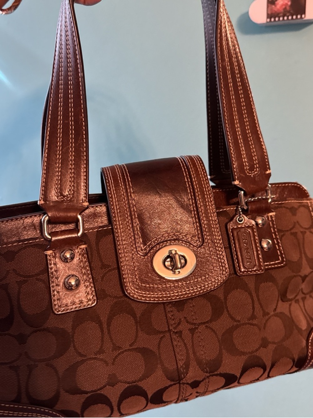 Vintage coach Brown Signature-Print Tote Handbag
